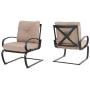 MFSTUDIO 2PCS Patio Bistro Dining Spring Motion Chairs Outdoor Furniture for Backyard, Garden with Removable Cushion Seat, Metal Frame, Beige