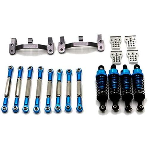 Facibom Upgrade Metal Pull Rod Tie Rod Pull Rod Base Shock Absorber for WPL B14 B24 C14 C24 C34 1/16 RC Car Spare Parts,Blue