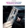 Military Grade Drop Impact for Motorola Moto G7 Power Case Moto G7 Supra Case 360 Metal Rotating Ring Kickstand Holder Magnetic Car Mount Armor Shockproof Cover for Moto G7 Power Phone Case (Red)