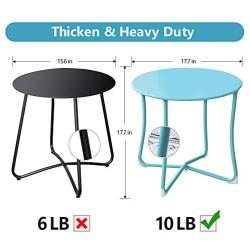 Metal Patio Side Table 18” x 18” Heavy Duty Weather Resistant Anti-Rust Outdoor End Table Small Steel Round Coffee Table Porch Table Snack Table for Balcony Garden Yard Lawn, Light Blue