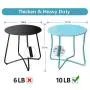 Metal Patio Side Table 18” x 18” Heavy Duty Weather Resistant Anti-Rust Outdoor End Table Small Steel Round Coffee Table Porch Table Snack Table for Balcony Garden Yard Lawn, Light Blue Metal Patio Side Table 18” x 18” Heavy Duty Weather Resistant Anti-Rust Outdoor End Table Small Steel Round Coffee Table Porch Table Snack Table for Balcony Garden Yard Lawn, Light Blue