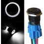 ESUPPORT 22mm 12V 5A Car White LED Light Angel Eye Metal Push Button Switch ON OFF Socket Plug Latching Black Shell