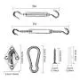 TooTaci Stainless Steel Sun Shade Sails Hardware Kit 5 inch for Triangle Rectangle Sun Shade Sails Installation, Includes 100FT/1/8'' PVC Coated Stainless Steel Metal Wire Cable Ropes Hardware -2 Bags