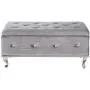 Kings Brand Furniture Gray Velvet Tufted Design Upholstered Storage Bench Ottoman