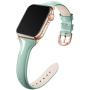 Adepoy Compatible for Apple Watch Bands 38mm 40mm, Non-Fade Slim Genuine Patent Leather Wristband for Women Apple iWatch Series Se/6/5/4/3/2/1, Milk Green