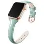 Adepoy Compatible for Apple Watch Bands 38mm 40mm, Non-Fade Slim Genuine Patent Leather Wristband for Women Apple iWatch Series Se/6/5/4/3/2/1, Milk Green