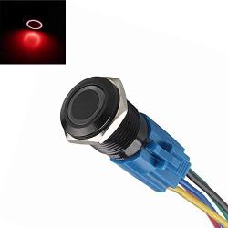 Etopars Black Case 16mm Red Angel Eye Symbol LED 12V Push Button Metal Toggle Switch Socket Plug Wire Car Vehicle