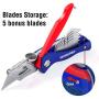 WORKPRO Folding Utility Knife Quick-change Box Cutter, Blade Storage in Handle with 5 Extra Blade Included