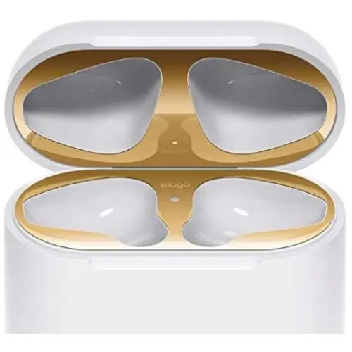 elago Upgraded AirPods Dust Guard (Gold, 1 Set) – Dust-Proof Film, Luxurious Looking, Must Watch Easy Installation Video, Chromium Plating, Protect AirPods from Metal Shavings [US Patent Registered]