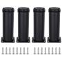 AOWISH 4-Pack Stainless Steel Furniture Legs Furniture Foot Upgraded & Thickened Cabinet Metal Legs 2 Inch Diameter Shelves Sofa Table Kitchen Adjustable Feet with 16 Screws (4 Inch/100 mm, Black)