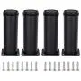 AOWISH 4-Pack Stainless Steel Furniture Legs Furniture Foot Upgraded & Thickened Cabinet Metal Legs 2 Inch Diameter Shelves Sofa Table Kitchen Adjustable Feet with 16 Screws (4 Inch/100 mm, Black)