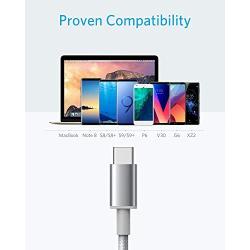 USB Type C Cable, Anker [2-Pack 3ft] Premium Nylon USB-C to USB-A Fast Charging Type C Cable, for Samsung Galaxy S10 / S9 / S8 / Note 8, LG V20 / G5 / G6 and More(Silver)