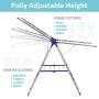 Bartnelli Laundry Drying Rack for Clothes - Heavy Duty Stainless-Steel Adjustable Gullwing Drying Rack Stand - Foldable and Space Saving, Indoor-Outdoor, Lightweight, with Hooks to Dry Shoes