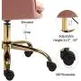 HOMHUM Modern Velvet Home Office Computer Desk Task Chair with Wheels, Mid-Back Adjustable Swivel with Arms Chair, Pink Vanity Chair with Gold Metal Base