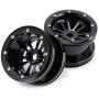 Que-T 4pcs/Set RC Beadlock Wheel Rims, 2.2'' Metal Wheel Hub for 1/10 Axial Wraith TRX4 D90 SCX10 Car (Black)