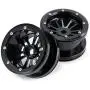 Que-T 4pcs/Set RC Beadlock Wheel Rims, 2.2'' Metal Wheel Hub for 1/10 Axial Wraith TRX4 D90 SCX10 Car (Black)