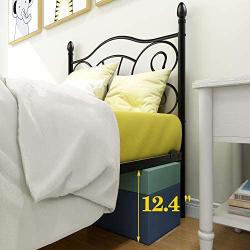 Twin Size Metal Platform Bed Frame with Headboard, Mattress Foundation, Box Spring Replacement, Twin, Black