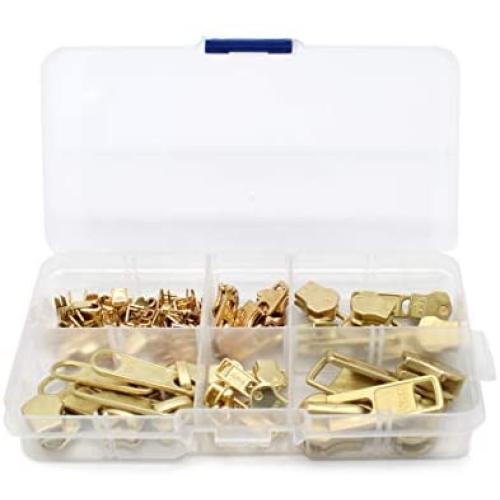 Zipper Repair Kit Solution Metal YKK Assorted Brass Sliders ~Easy Container Storage Sets of #4.5, 5, and #10 Include #4.5, 5 and #10 Top & Bottom Stops Both (Made in USA) 23 Sets