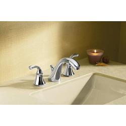 KOHLER K-10269-4-CP Forte Widespread Commercial Bathroom Sink Faucet with Sculpted Lever Handles, Metal Drain, Red/Blue Indexing and Vandal-Resistant Aerator, Polished Chrome