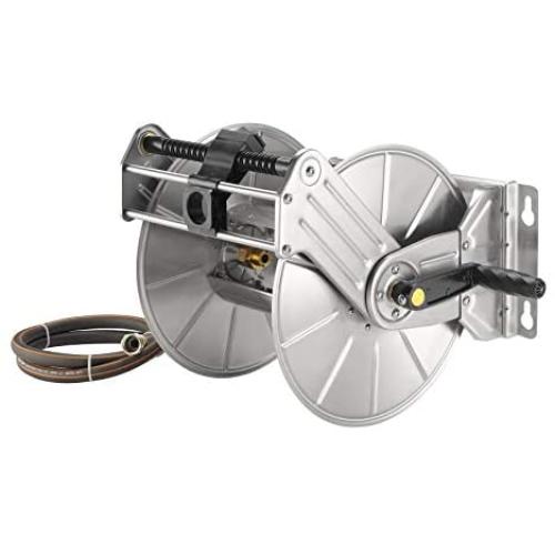 Giraffe Stainless Steel Hose Reel, Wall/Floor Mounted Decorative Garden Hose Reel, 130-Feet 5/8'' Hose Capacity with Brass Connector, Hevy Duty Metal Hose Reel