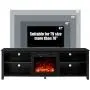 Amerlife Fireplace TV Stand, Wood Texture Entertainment Center, Wide Farmhouse Media Console Storage Cabinet for for TVs Up to 78'', 70 inches, Black Amerlife Fireplace TV Stand, Wood Texture Entertainment Center, Wide Farmhouse Media Console Storage Cabinet for for TVs Up to 78'', 70 inches, Black