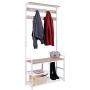 HOMEKOKO Coat Rack Shoe Bench, Hall Tree Entryway Storage Bench, Wood Look Accent Furniture with Metal Frame, 3-in-1 Design (White)