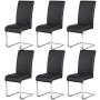 Yaheetech 6PCS Dining Chairs Armless Chairs Side Chairs PU Leather Seat and Metal Legs with High Back for Kitchen, Living Room, Leisure