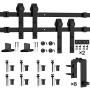 WINSOON 4FT-16FT Metal Sliding Bypass Barn Wood Door Hardware Kit System Bending Design Wall Mount Bracket Fit Double Wooden Doors (10FT)