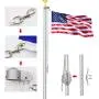 EKEV Flag Pole Hardware Parts Repair Kits - 3'' Topper Gold Ball + 50 Ft Halyard Rope + 6'' Cleat Hook + 4 Flag Swivel Snap Hooks + Flagpole Pulley Truck for 2'' OD Tube EKEV Flag Pole Hardware Parts Repair Kits - 3'' Topper Gold Ball + 50 Ft Halyard Rope + 6'' Cleat Hook + 4 Flag Swivel Snap Hooks + Flagpole Pulley Truck for 2'' OD Tube
