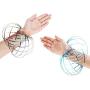 Jovitec 4 Pieces Flow Ring 3D Spinner Ring Spring Bracelet Arm Toy for Teens Adults Games Spinning Metal Globe Slides Down Arms (Blue, Rainbow Color)