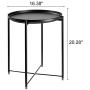 CERBIOR Tray End Table, Round Metal Tray Table Side Sofa Table Anti-Rust and Waterproof Outdoor & Indoor Snack Table Accent Coffee Table Black