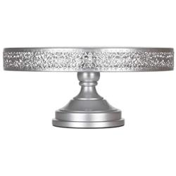 Amalfi Decor Cake Stand, Large Round Metal Pedestal Holder, Silver, 16 Inches