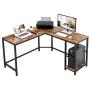 VASAGLE L-Shaped Computer Desk, Corner Desk, 54-Inch Writing Study Workstation Rustic Brown ULWD72X​