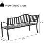 VINGLI 59'' Patio Garden Bench Table Outdoor Metal Park Benches,Cast Iron Steel Frame Chair Porch Path Yard Lawn Decor Deck