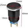 ESUPPORT 12V Car Vehicle Blue LED Light Front Fog Push Button Metal Toggle Switch Socket Plug Wire Latching 19mm Balck Shell