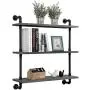 MyGift 32-inch Rustic Gray Wood & Industrial Pipe Wall Mounted 3-Tier Floating Bookshelf Display Shelving Unit MyGift 32-inch Rustic Gray Wood & Industrial Pipe Wall Mounted 3-Tier Floating Bookshelf Display Shelving Unit