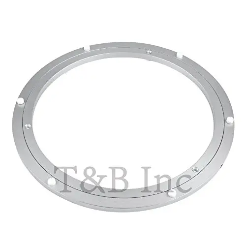 TamBee 16 Inch Aluminum Lazy Susan Heavy Duty Metal Rotating Hardware Large Turntable Bearings Ring 400mm Silver Turntable on Dining-table for Glass Top Wood Top