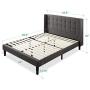 ZINUS Dori Upholstered Platform Bed Frame with Wingback Headboard / Mattress Foundation / Wood Slat Support / No Box Spring Needed / Easy Assembly, Queen