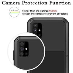 Simicoo Samsung A21 Metal Bumper Military Rugged Case with Screen Protector Silicone Full Body Hybrid Solid Shockproof Heavy Duty Armor Defender Tough Back Cover for Samsung A21 (Black, A21)