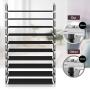 Awenia 10 Tiers Shoe Rack Organizer 60 Pairs,Adjustable Shoes Shelf Tower Metal Tall for Closet with Spare Parts,DIY Assembly, Black