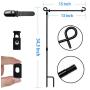 Garden Flag Stand, Premium Garden Flag Pole Holder Metal Powder-Coated Weather-Proof Paint with one Tiger Clip and two Spring Stoppers without flag