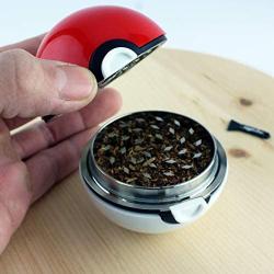 Pokeball Herb Grinder small 2.2 inches or Large 2.7 Inches - With BONUS Scraper Tool - Anime Gifts - Cool Grinders For Herb & Spice With Catcher - 3 Part Grinder