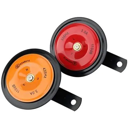 Universal Car Horn,Motorcycle Electric Horns,Auto Horns Loud kit 12V 125db Waterproof Round Loud Horn Speaker(Red and Orange) Universal Car Horn,Motorcycle Electric Horns,Auto Horns Loud kit 12V 125db Waterproof Round Loud Horn Speaker(Red and Orange)