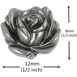 Bezelry 30 Pieces Small Rose Bloom Gray Silver Metal Shank Buttons. 12mm (1/2 inch)