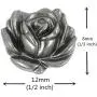 Bezelry 30 Pieces Small Rose Bloom Gray Silver Metal Shank Buttons. 12mm (1/2 inch) Bezelry 30 Pieces Small Rose Bloom Gray Silver Metal Shank Buttons. 12mm (1/2 inch)