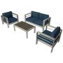 Kinsunny 4pcs Patio Furniture Sofa Shore Aluminum Outdoor Sectional Set Metal Conversation Set with Cushions Dark Blue