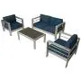 Kinsunny 4pcs Patio Furniture Sofa Shore Aluminum Outdoor Sectional Set Metal Conversation Set with Cushions Dark Blue