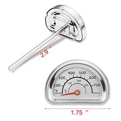 Uniflasy Stainless Steel Repair Replacement Part Temperature Gauge Heat Indicator for Charbroil and Replacement for Kenmore Gas Grill Models, 1 Pack