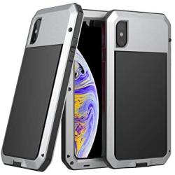 Casa Alloy Aluminum Metal Case for iPhone Xr, Hybrid [Built in Screen Protector] Full Body Shockproof Dustproof Waterproof Military Heavy Duty Screw Cover for Apple iPhone Xr 6.1 2018 (Silver)