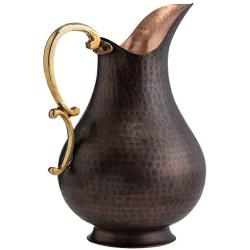 CopperBull Heavy Gauge 100% Pure Solid Hammered Copper Moscow Mule Water Pitcher, 70 fl. Oz (Antiqued Copper)